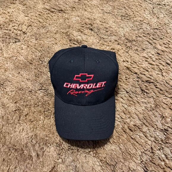 Vintage Chevorlet Racing Sun Cap Baseball Hat Black OS - Picture 1 of 3